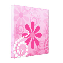 Cute Abstract Girly Pink Retro Flowers Canvas Print