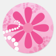 Cute Abstract Girly Pink Retro Flowers Sticker