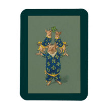 Cute Acrobatic Pig and Piglets - Funny Animal Rectangular Magnet