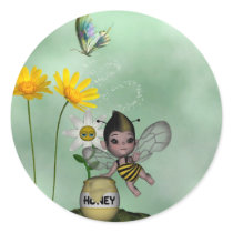 Cute Adorable Baby Bumble Bee Honey Round Stickers