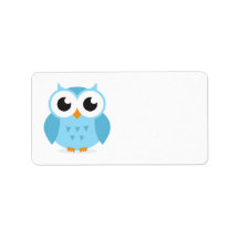 Cute adorable blue owl animal cartoon for kids address labels