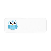 Cute adorable blue owl animal cartoon for kids return address labels
