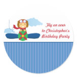 Cute airplane pilot boys birthday party stickers
