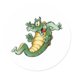 Cute Alligator Cartoon Round Sticker
