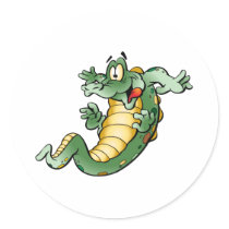 Cute Alligator Cartoon Round Sticker
