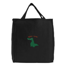 Cute Alligator Gator Embroidery Design Canvas Bags