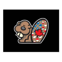 cute american canadian beaver post cards