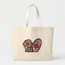 cute american canadian beaver tote bags