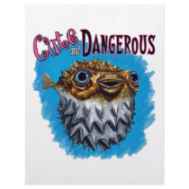 Cute And Dangerous Puffer Fish Blue Customized Letterhead