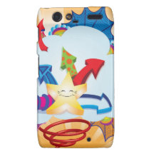 Cute and excited star bursting through clouds droid RAZR cover