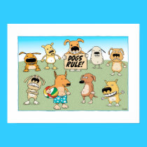 Cute and funny Dogs Rule poster posters