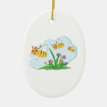 cute and happy bumble bee trio ornament