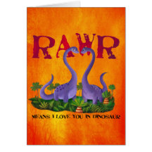 Cute and Romantic Dinos - Rawr Greeting Cards