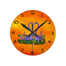 Cute and Romantic Dinosaurs Wallclocks