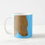 Cute and Sad Pit Bull's Portrait - Line Art Mugs