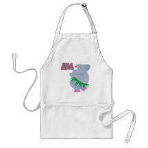 cute and silly luau hula hippo aprons