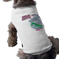 cute and silly luau hula hippo doggie t shirt
