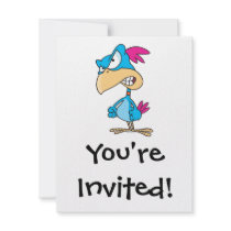 cute angry mean bird cartoon character custom invitations