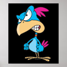 cute angry mean bird cartoon character posters