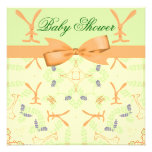Cute Animal Doodles Floral Neutral Baby Shower Custom Announcements