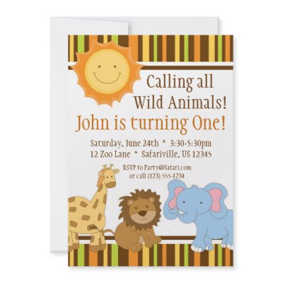 Cute Animal Safari Birthday Party Invitation by PartyPrints4U