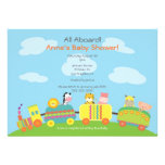 Cute Animal Train Baby Shower Invitation