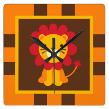 Cute Animals Lion Wallclock