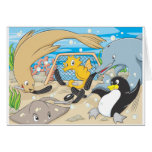 Cute Animals Player Water Hockey Goal Game Cards