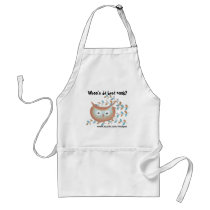Cute Apron Owl Picture in Brown & Teal