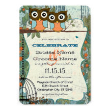 Cute Aqua Blue Owl Marry My Best Friend Wedding Invites