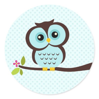 Cute Aqua Owl Round Sticker by heartlocked