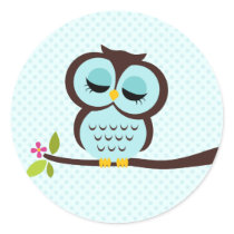 Cute Aqua Owl Sticker