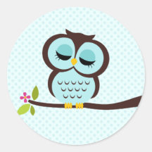 Cute Aqua Owl Sticker