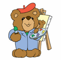 Cute Artist Teddy Bear Photo Cutout
