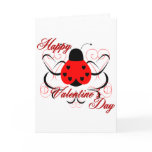 Cute Artsy Valentine Heart Ladybug Greeting Card