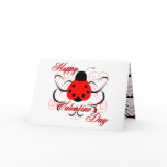 Cute Artsy Valentine Heart Ladybug Greeting Card