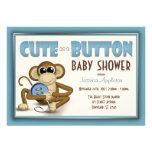 Cute as a Button Blue Baby Shower Invitation