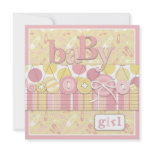 Cute as a Button Girl Invitation Square