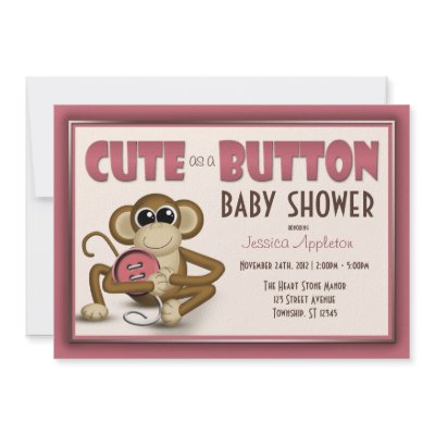 Cute as a Button Pink Baby Shower Invitation by HavingBaby