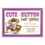 Cute as a Button Purple Baby Shower Invitation