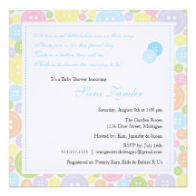 Cute as a Button Twin Boys Baby Shower Invitation