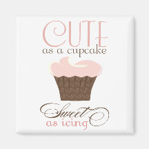 Cute as a cupcake! Pink & Brown Refrigerator Magnet