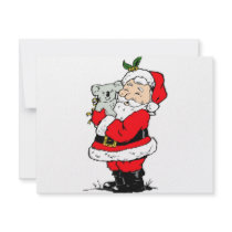 Cute Australian Christmas Santa with koala Invite