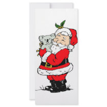 Cute Australian Christmas Santa with koala Custom Rack Cards
