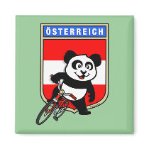 Cute Austria Cycling Panda Refrigerator Magnets
