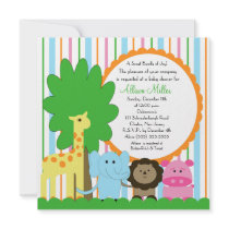 Cute Baby Animal Neutral Baby Shower Custom Invitation