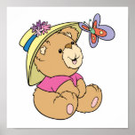 Cute Baby Bear Admiring Butterfly Posters