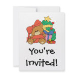 Cute Baby Bear and Christmas Tree Personalized Invite