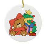 Cute Baby Bear and Christmas Tree Christmas Ornaments