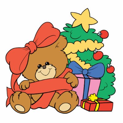Cute Baby Bear and Christmas Tree Photo Sculptures by doonidesigns